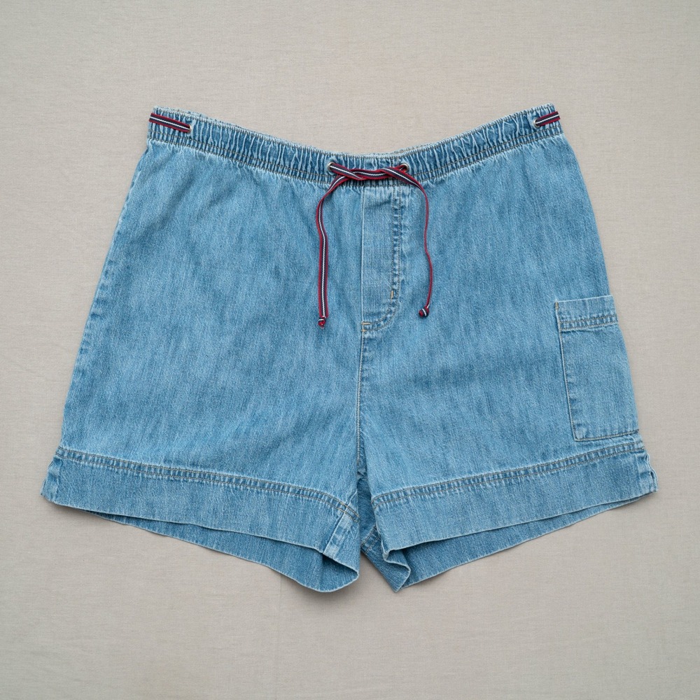 Vintage 90s Y2k Faded Glory Lightweight Denim Cinch Waist Shorts Womens Medium